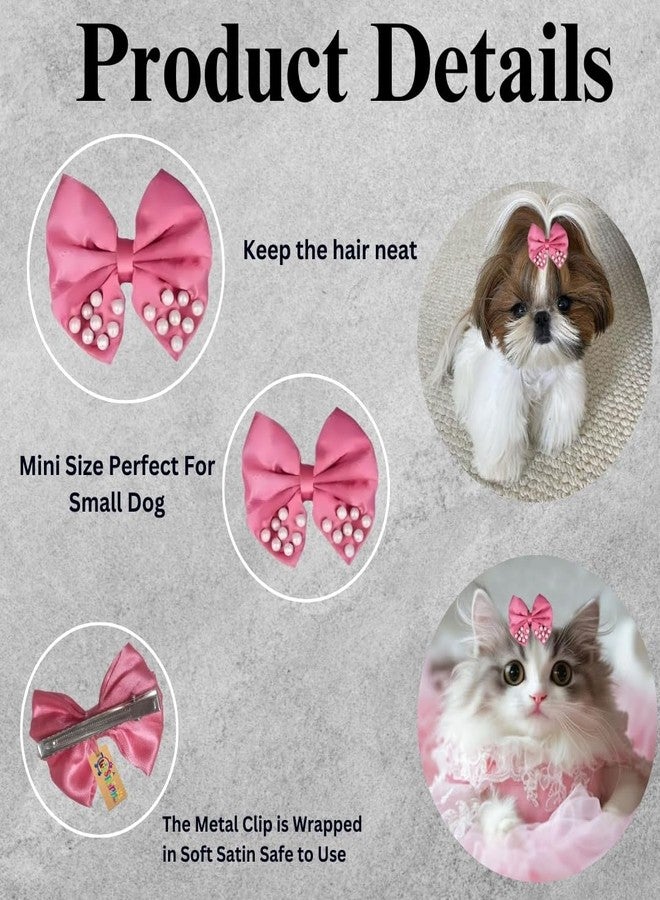 Western Era Dog Bow Clip with Pearls - Fashionable & Durable Pet Accessory for Small, Medium & Large Dogs - Perfect for Grooming, Photoshoots, Parties & Daily Use - Stylish Design (Pink) - Image 3
